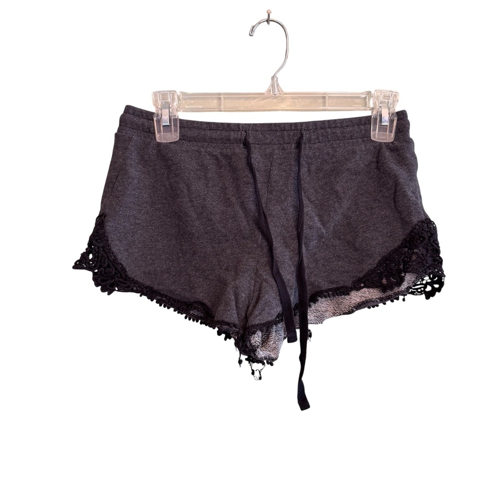 $3 BUNDLE ITEM Tokyo Darling Charcoal Grey Crochet Lace Lounge Shorts Medium